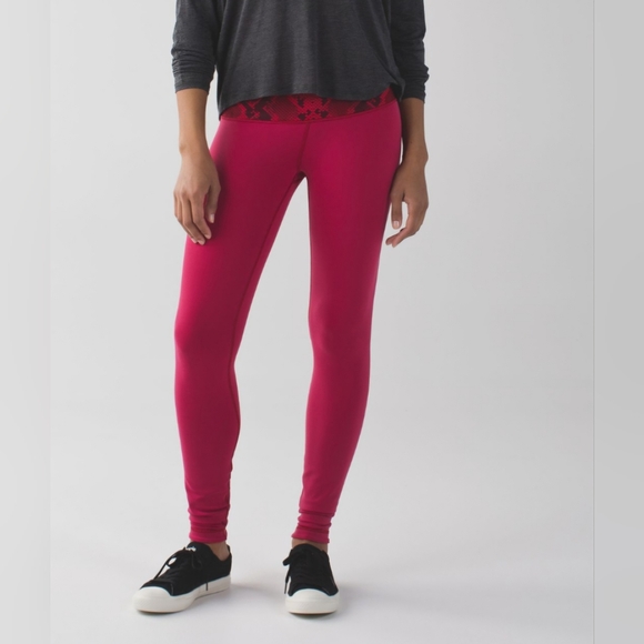 lululemon athletica Pants - lululemon Wunder Under Pant III (reversible) in cranberry/alarming. NWT